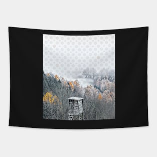 arctic landscape with pattern Tapestry