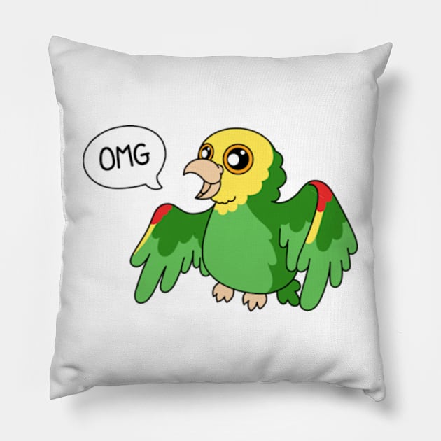 Yellow Headed Amazon Parrot Pillow by JadedOddity