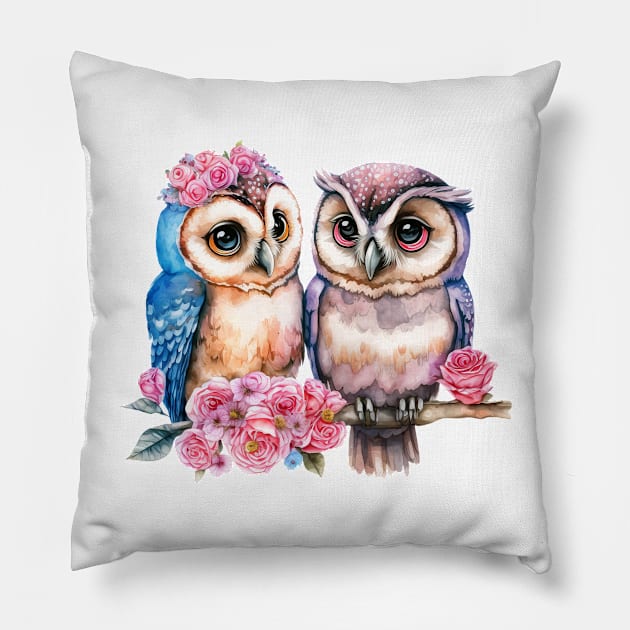 owl Blue Pillow by abbeheimkatt