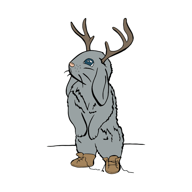 Cute Jackalope With Untied Boots by Otter-Grotto