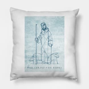 Jesus Christ Good Shepherd ink illustration Pillow