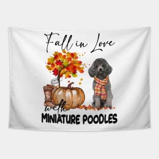 Fall In Love With Miniature Poodles Fall Pumpkin Thanksgiving Tapestry