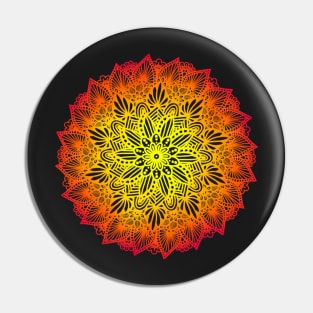 Red-Orange Digital Mandala Pin