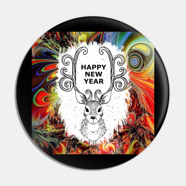 New Year's Eve Deer Christmas Holiday Pin by Violagregory