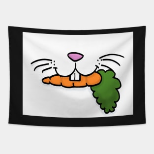 Bunny Mouth With Carrot Face Mask (White) Tapestry