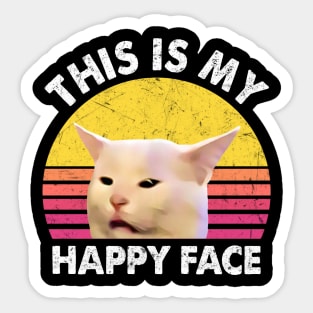 This Is My Happy Face Smudge The Cat Meme Sarcastic Saying Tank Top