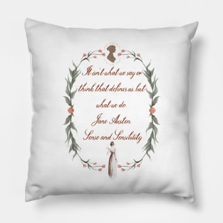 Jane Austen Quote Sense and Sensibility Cottage Core Flower Wreath Watercolor Pillow