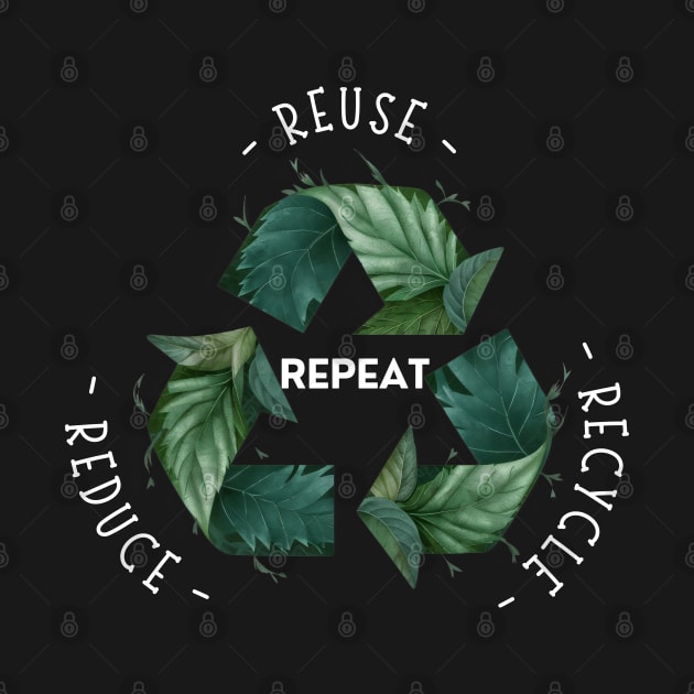 Recycling Logo with Leaves and Green Plants. Go Green, Recycle Symbol, Save the Earth Earth Day Awareness April 22 by Motistry