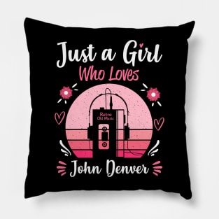 Just A Girl Who Loves John Denver Retro Headphones Pillow