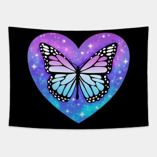 Heart Sky Stars Butterfly art Tapestry