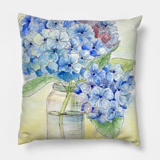 Blue Hydrangea, Still Life Pillow