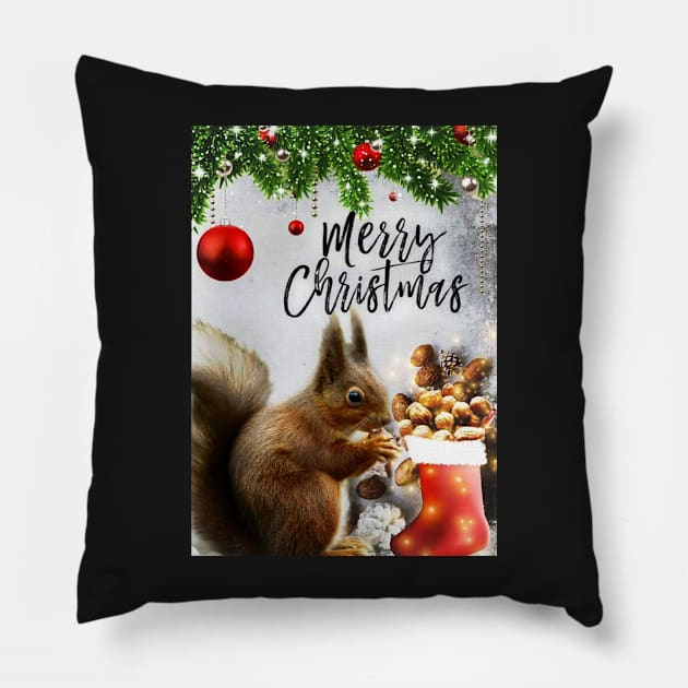 Official Campus Squirrel Report Christmas Squirrel! Merry Christmas Squirrel. Pillow by Edgot