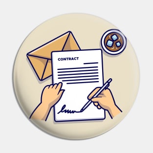 Hand Writng Letter With Envelope Cartoon Pin