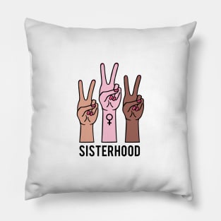 Sisterhood, female hands with peace sign Pillow