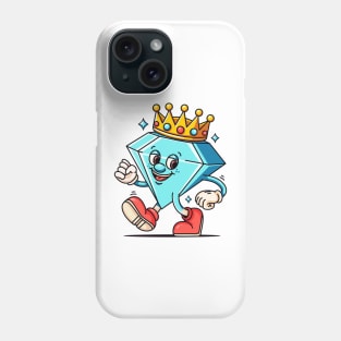 Diamond with crown on head, cartoon mascot Phone Case