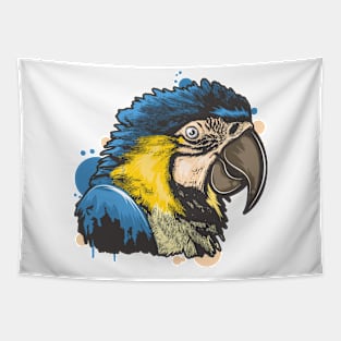 Blue Macaw Parrot - Colorful Exotic Bird Painting Tapestry