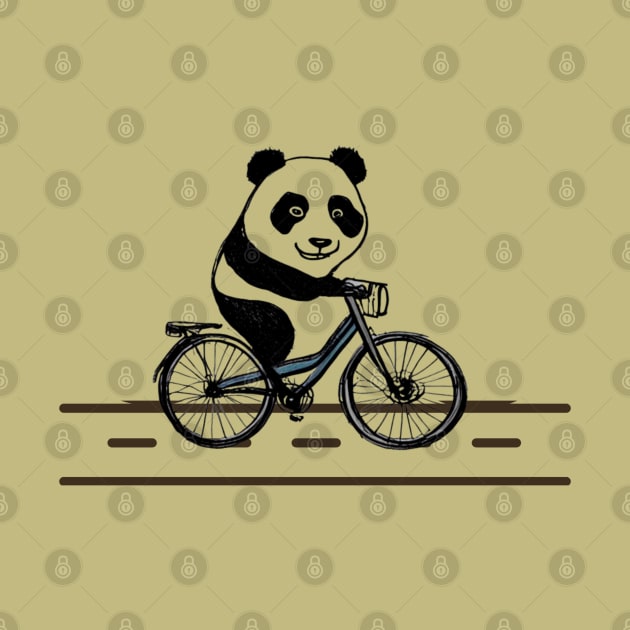 A Panda riding bike- Panda icons by tubakubrashop