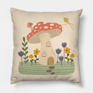 Cute Fairy Mushroom House Pillow