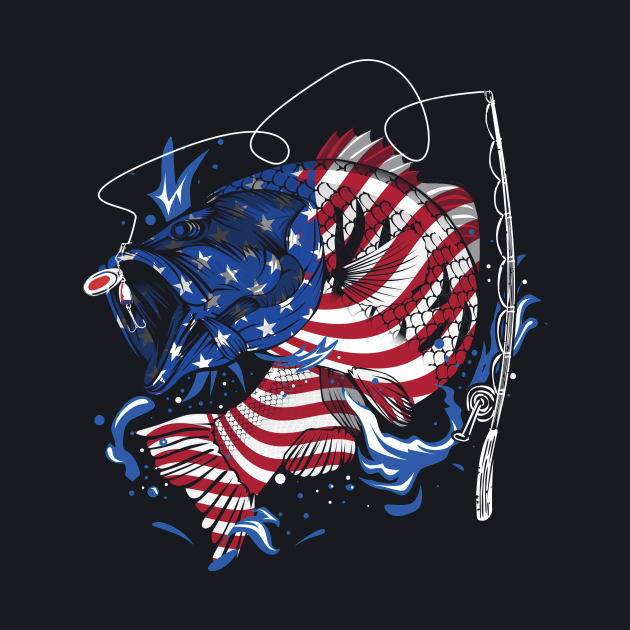 fishing american flag 4th of july Fishing American Flag Baseball T