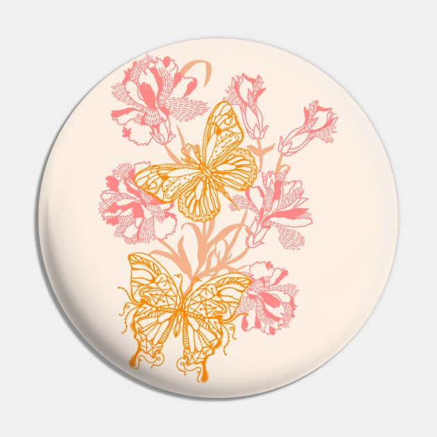 Summer Butterflies and Flowers Pin by Carolina Díaz