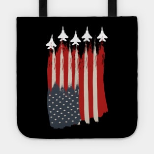 american flag and patriotic jets..4th of july gift Tote