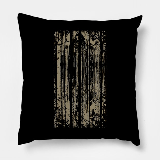 Bigfoot Hiding In Forest Pillow by Tesszero