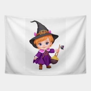 Cute Baby Witch Tapestry