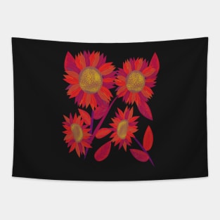 Sunflowers (Red and Gold) Tapestry