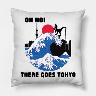 Hokusai Great Wave Dinosaur Mashup Pillow