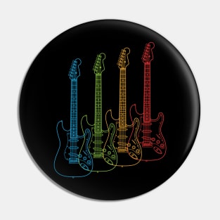 Four S-Style Electric Guitar Outlines Multi Color Pin