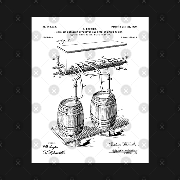 Beer Keg Patent - Home Brewer Craft Beer Art - White by patentpress