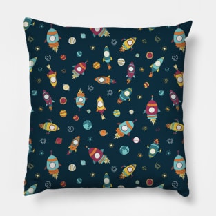 Rocket ships in space Pillow