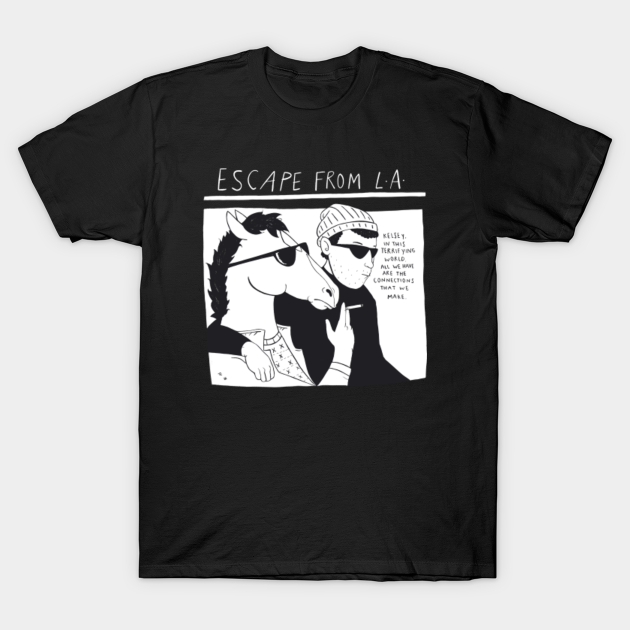Vendax Bojack Youth Escape from L.A Bojack Horseman Unisex Maglietta da Baseball A Maniche Lunghe Uomo Donna Bianca Nera