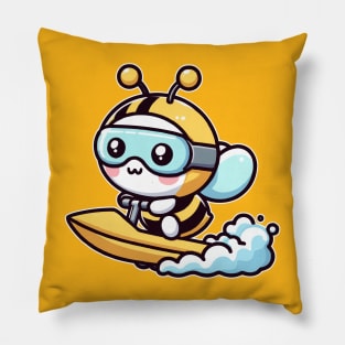 funny bee jetskiing Pillow