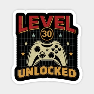 30th Birthday Level 30 Unlocked Video Gamer Magnet