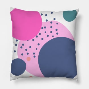 Art circles and dots pattern - pink and dark blue Pillow