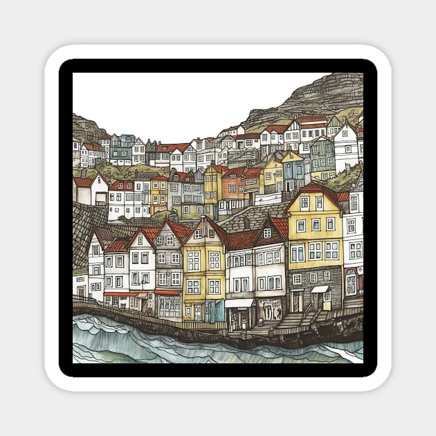 Faroe Islands city drawing Magnet by ComicsFactory