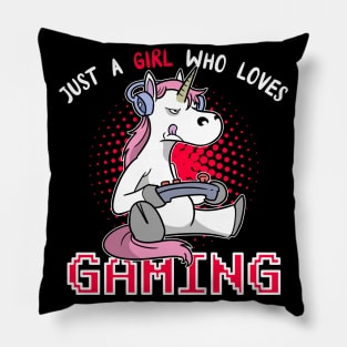 Just A Girl Who Loves Gaming Unicorn Gamer Nerd PC Pillow