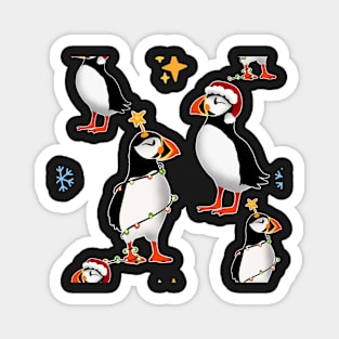 Puffins in Christmas Gear Magnet