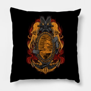 Creepy horned sea skull Pillow