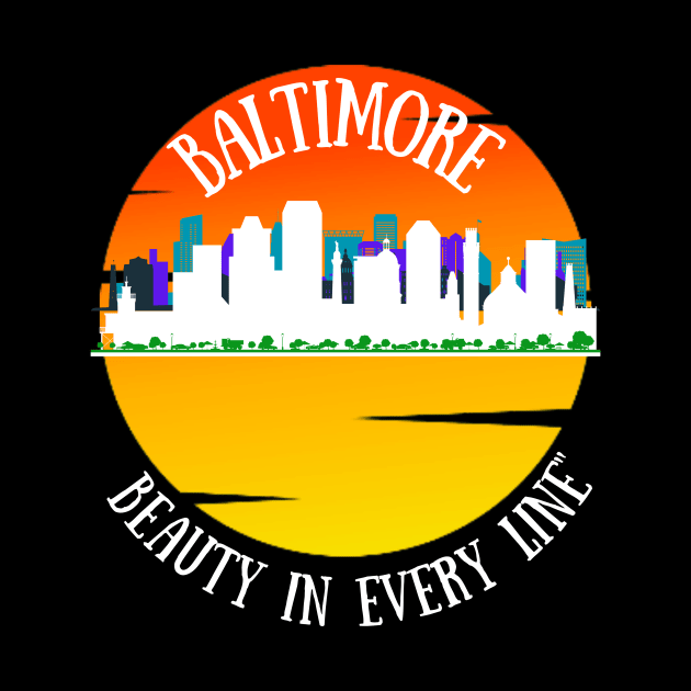 BALTIMORE SKYLINE OVER SUNRISE BEAUTY IN EVERY LINE by The C.O.B. Store