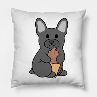 Black French Bulldog Ice Cream Chocolate Pillow