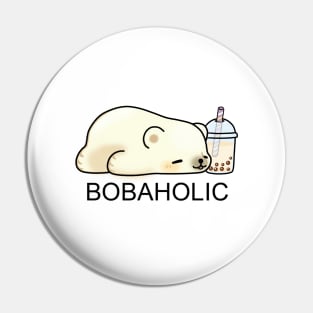 Bobaholic Little Polar Bear Chilling with it's Boba Tea Pin