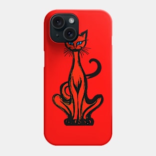 Retro 1970's Funky Groovy Red Jazz Cat Cartoon Phone Case