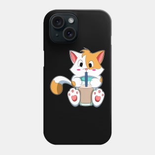 Cat & Drink with Drinking straw Phone Case