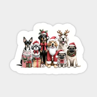 Christmas Dogs Family Magnet