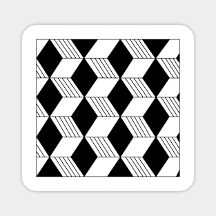 Nirmana 3d squares cubes black and white illusion Magnet