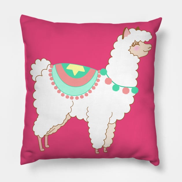 Cute alpaca Pillow by Pendientera