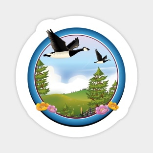 Cute cartoon landscape logo Magnet