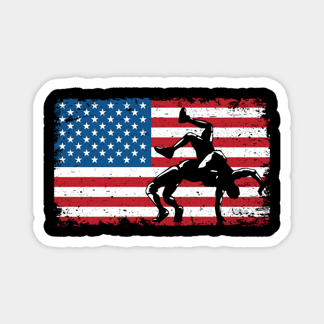 American Flag Wrestling Patriotic USA Flag Wrestling Gifts Men Magnet by blacks store